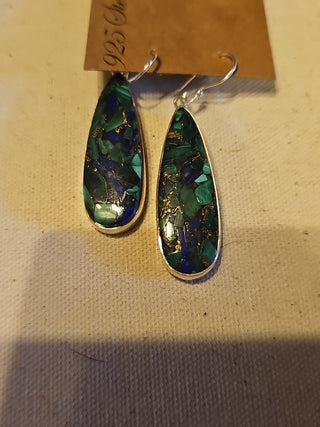 .925 azurite /malachite earring