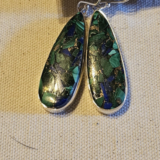 .925 azurite /malachite earring