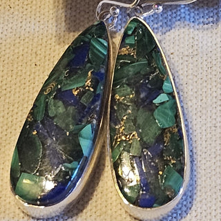 .925 azurite /malachite earring