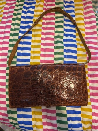 JP vintage brown crocodile or alligator leather shoulder bag