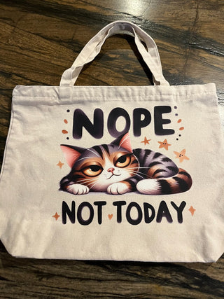 "Nope Not Today"  Large Zippered Canvas Bag or Tote RSV