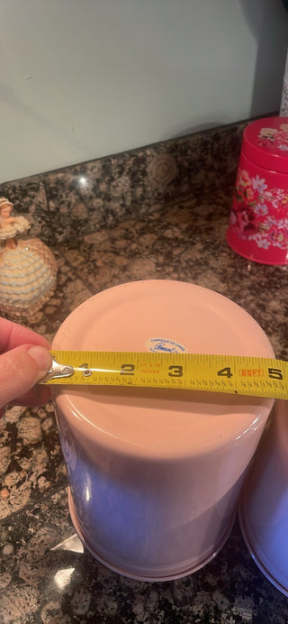 103-Lot of 3 enamel, pink food containers|63341