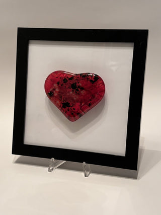 Fused Glass - Red Heart in 6" Black Frame - AnoGlass RSV|46592