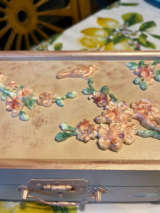 Custom Designed Pink Floral Footed Jewelry Box RSV|96579