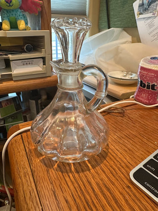 Vtg 1950's Anchor Hocking Glass oil/vinegar cruet bottle w/stopper RCD|70171