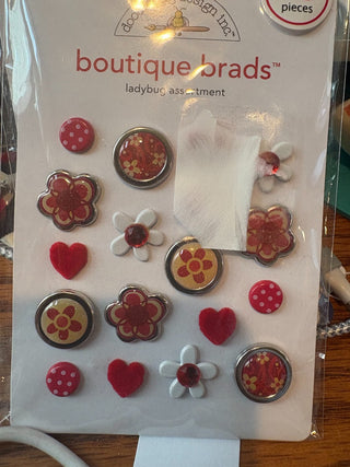 Boutique Brads - ladybug assortment (red)  18 pieces