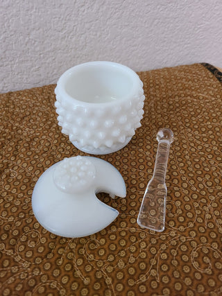 Fenton Hobnail Milk Glass Condiment Set (3 Pc), RCD|98198