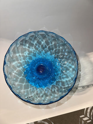 MCM Empoli Style Teal Glass Compote-K|50597