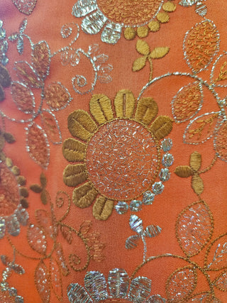 Vtg 60s Orange Embellished Dress MTS|101909