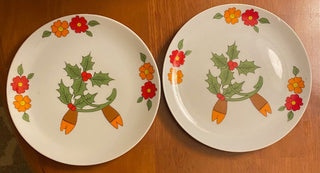 Pair Collectible Interpur Reindeer Plates Set 2