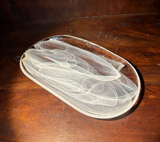 Med hand made white swirl glass oval platter NM MTS|115302