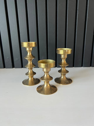 Set of 3 vintage brass candle holders RSV