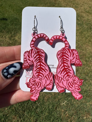 Pink and Red Tiger Earrings MTS|100730