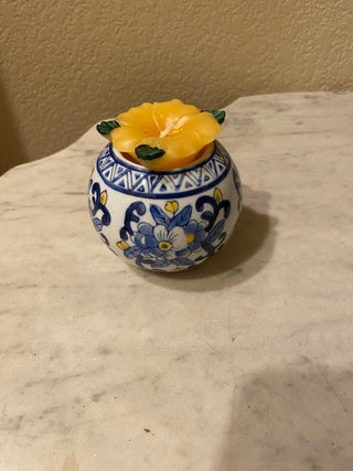 Vtg Chinoiserie holder w/candle|51045