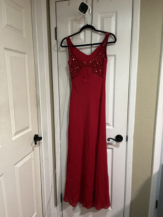 Red Sequined Formal Bridesmaid/Prom/ Gown Dress Size 4 RCD