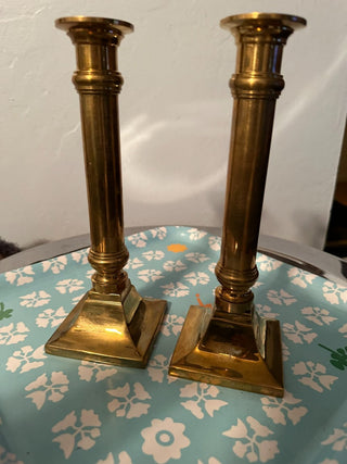 Candlesticks PAIR Brass Taper MTS