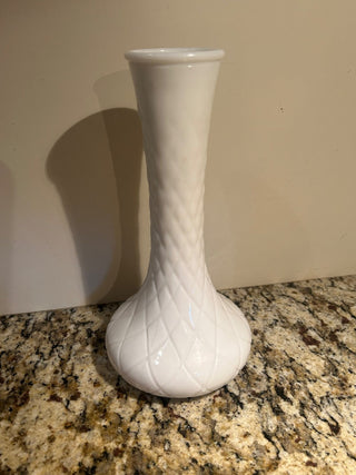 Milk Glass Quilted Diamond Vase, 9.5”    MTS