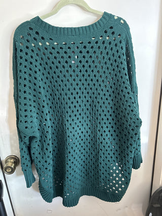 12F Torrid Green Lasercut Sweater Size 4 MTS|65171
