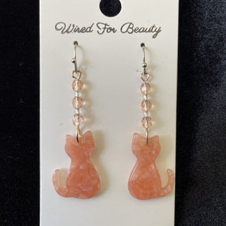 pink cat earrings RSV