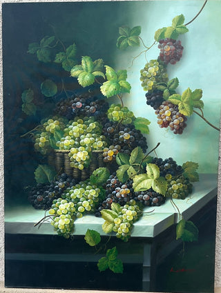 BEAUTIFUL LARGE GRAPE STILL LIFE HEAVY DUTY CANVAS 36"W X 48"T EXCELLENT CONDITION (KJS) RCD|98950