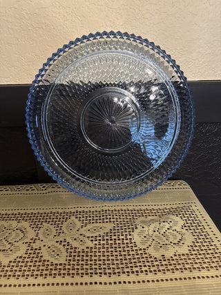 Rare Vintage Blue Indiana Glass Diamond Point Hostess Plate - RCD|125959