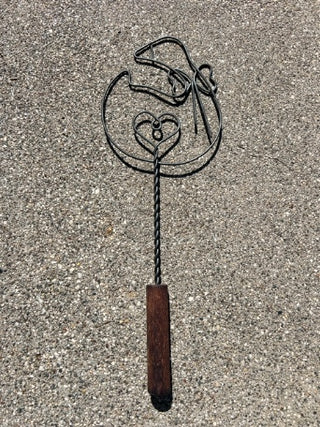 JP Vintage Goose Shaped Rug Beater 16.5” inches Wire with Wood Handle