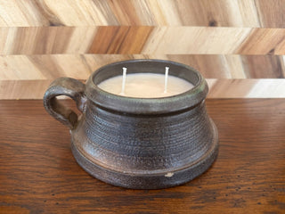 HANDMADE UPCYCLED CANDLE RUSTIC MUG GREEN LIP SCENT ALMOND MACARON|107334