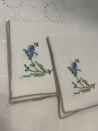 Blue Cross Stitch Napkins - Set of 2|58742