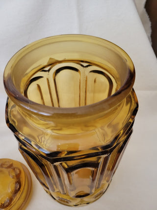 Vintage L.E. Smith Amber Moon & Stars 11.5" Canister RCD|96575