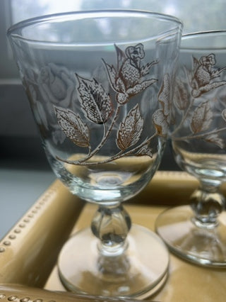 Vintage Libby Rose Bouquet Water/Wine Goblets