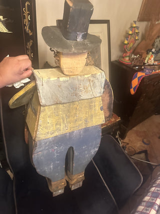 Metal and Wood Pilgrim with pumpkin bag #47 VV MTS|126206