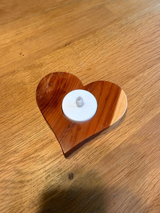 Heart Wood Tealight Holder