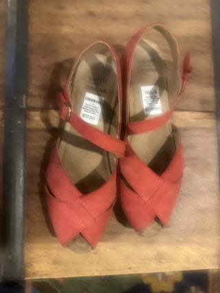 Earth Orgins Red Peep Toe Strap Sandal 7.5 #62 VV MTS|84158