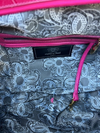 NWT Original by Sharif 1827 handbag features a striking fuchsia and purple snakeskin pattern