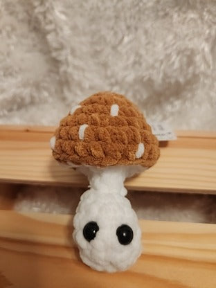 Mushroom Fidget Popper: Crocheted dark yellow, cream colored