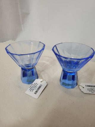 Vintage Czech Bohemian Blue Shot Glasses Set of 2 RCD
