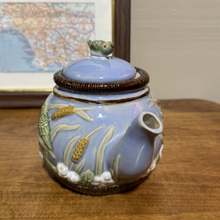 Vtg Nouveau Majolica Floral/Bird Teapot RCD|120319
