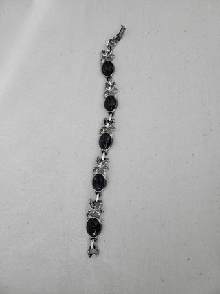 Vintage Sarah Coventry 7.5" Silver Tone & Blue Bracelet RCD|101044