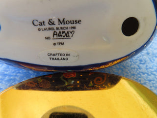 Laurel Burch porcelain Cat & Mouse w/stand RCD