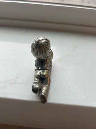 Vintage Pewter Child w Basketball figurine, 2,5"-RSV