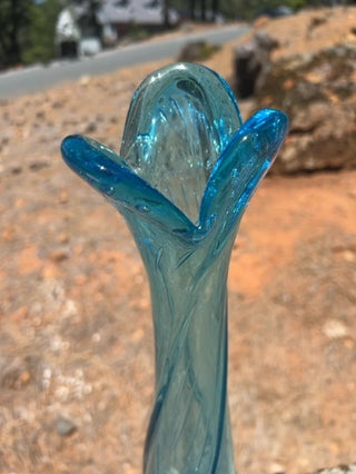 21” Empoli Cristalleria Fratelli Betti Bubble Swung Vase