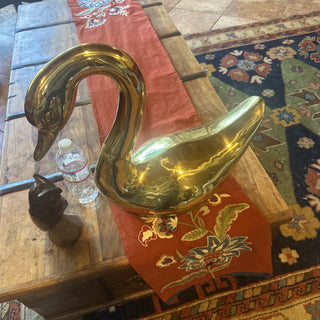 Vintage Mid 20th Century Brass Swan Sculpture, 18 X 17.5" #62 VV MTS|103156