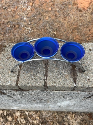 BB vintage post-modern tealight holder cobalt blue cones
