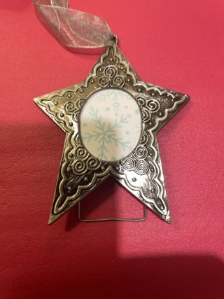 Star picture frame ornament silver tone