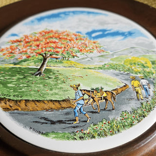 Puerto Rican "Jibaros" Wood + Ceramic Wall Plaque (BRI) - MTS|116919