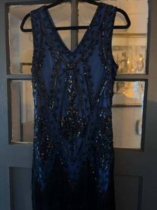 Women’s Blue 20’s Flapper Gatsby Dress Size L