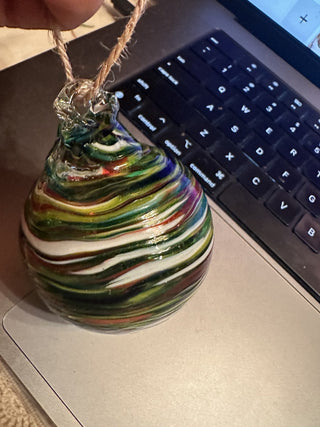 Beautiful 4" wide hand blown multicolor swirl glass ball #62 VV MTS