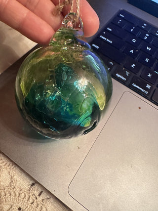 Beautiful 4" wide hand blown multicolor swirl glass ball #62 VV MTS