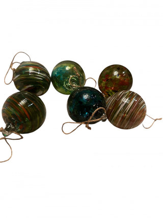 Beautiful 4" wide hand blown multicolor swirl glass ball #62 VV MTS