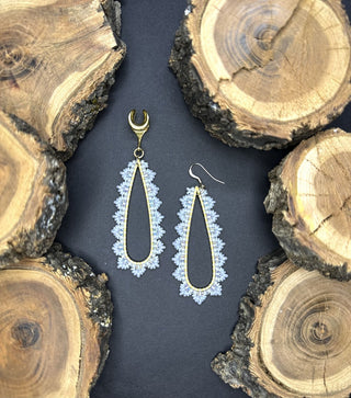 Beaded brass teardrop iridescent/iridescent|42086